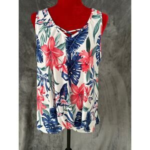 Womens XL extra large Doo B Doo B Floral sleeveless top or tank blouse easy care